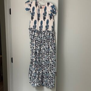 Victoria Dunn Blue and White Patterned Dress